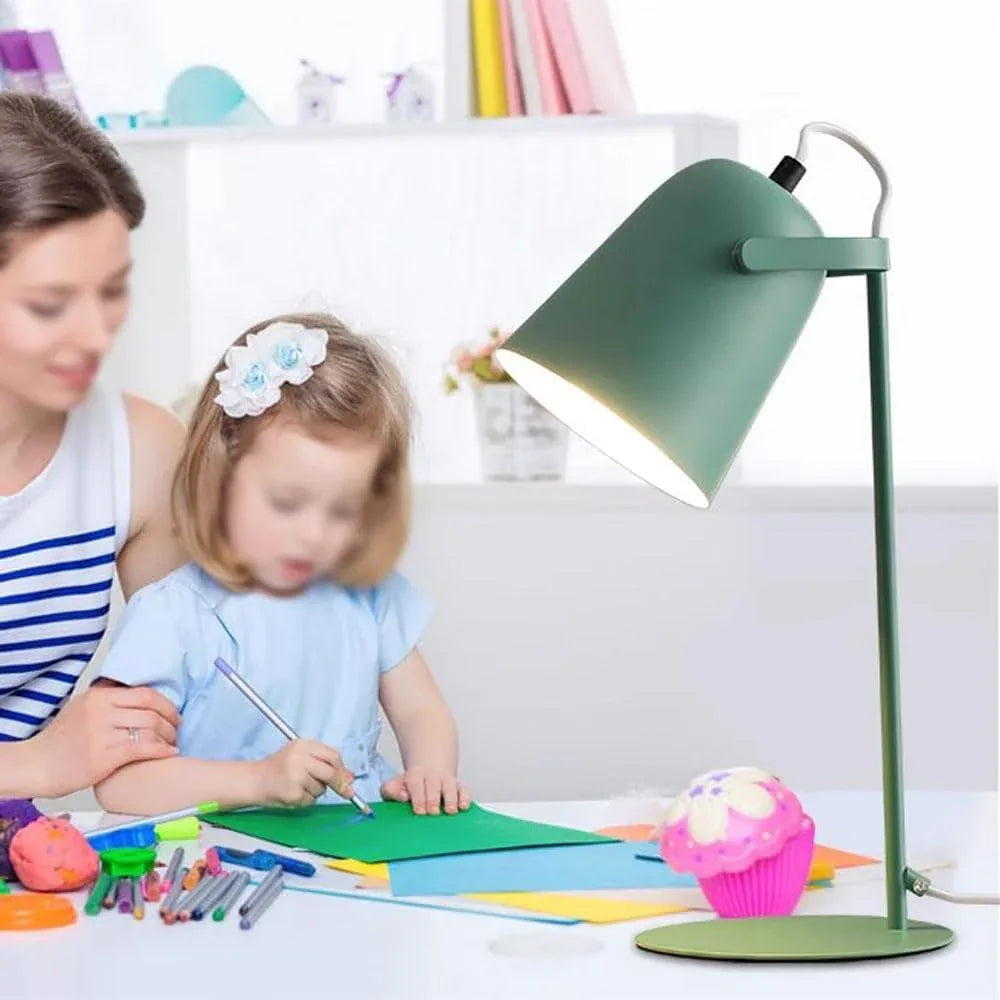 Audara-Scandinavian Simple Bedroom Study Office Desk Light Creative Warm Adjustable Angle Metal Desk Lamp Living Room Couch Side Dormitory Table Lamp Shop Workstation Macaron Lighting Fixture