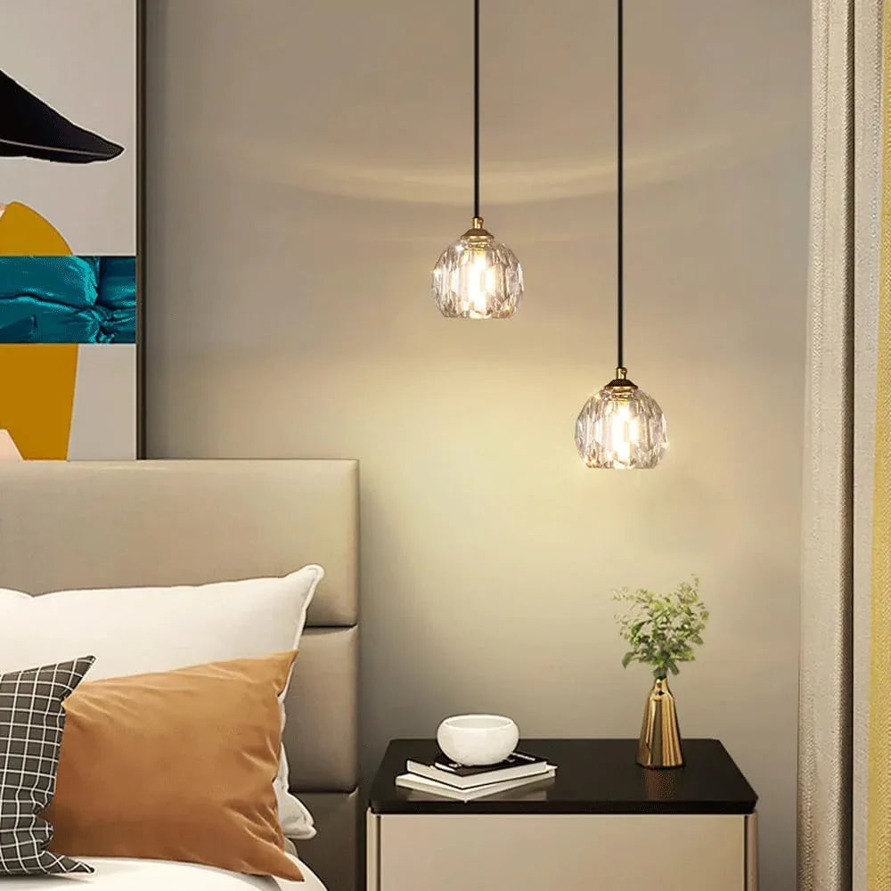 Audara-Crystal Pendant Light, 4-inch, European Modern Minimalist Style, Suitable for Installation in Various Spaces Such As Bedrooms, Hotels, Restaurant Entryways, Cafes, and Kitchen Islands.
