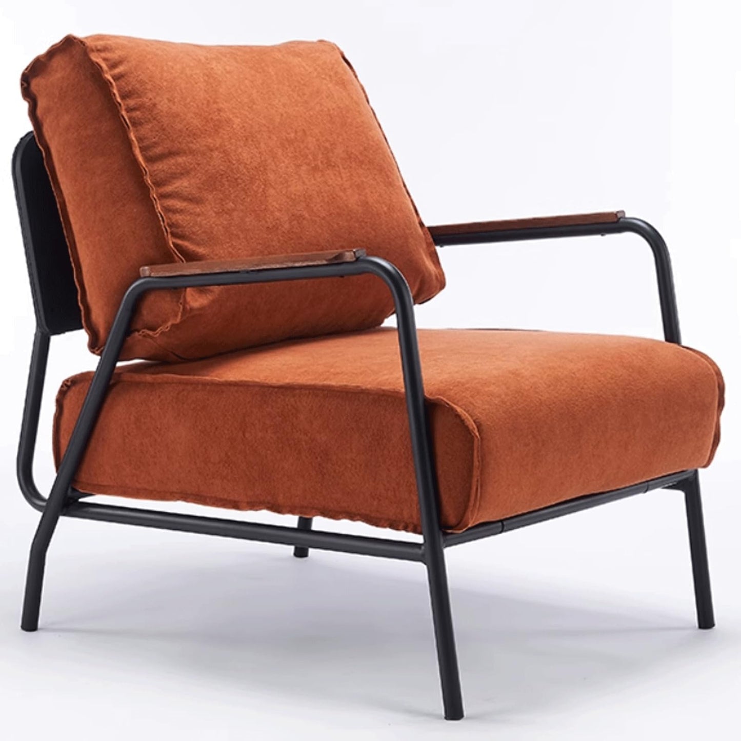 Audara-33 inch Leisure backrest Sofa Chair, Single Bench Orange Wooden armrest Oversized Accent Chair, Detachable backrest Design, Metal Frame, Suitable for Living Room, Bedroom, Reading Room