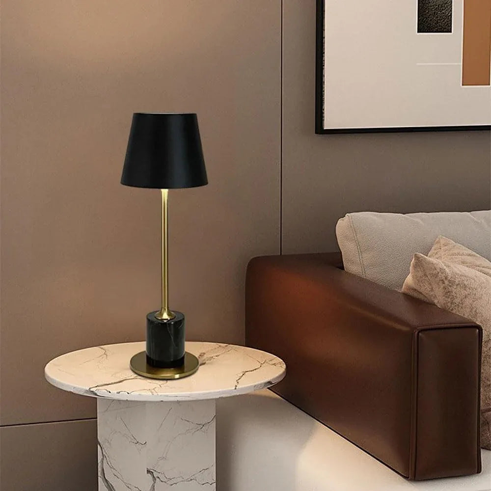 Audara-Marble Desk Light for Bedroom and Reading Creative Desk Lamp Fabric and Wood Ideal Table Lamp for Restaurants Hotels Cottages and Villas Versatile Lighting Fixture Rechargeable