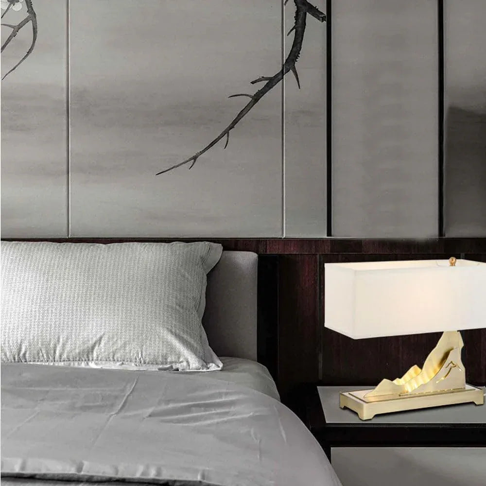 Audara-New Chinese Zen Hotel Front Desk Office Desk Light Creative Mountain Shape Metal Desk Lamp Bedroom Model Room Study Room Table Lamp Villa Club Restaurant B&B Lighting Fixture