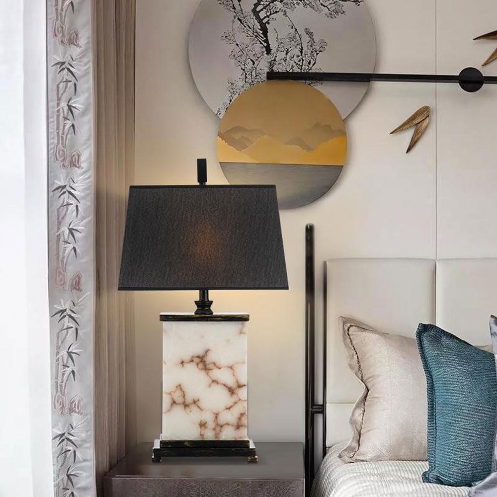 Audara-Creative Simple Bed Head Desk Light Retro Elegant Old Made Marble Desk Lamp Tea House Study Office Table Lamp Farmhouse Rural Villa Showroom Model House Lighting Fixture