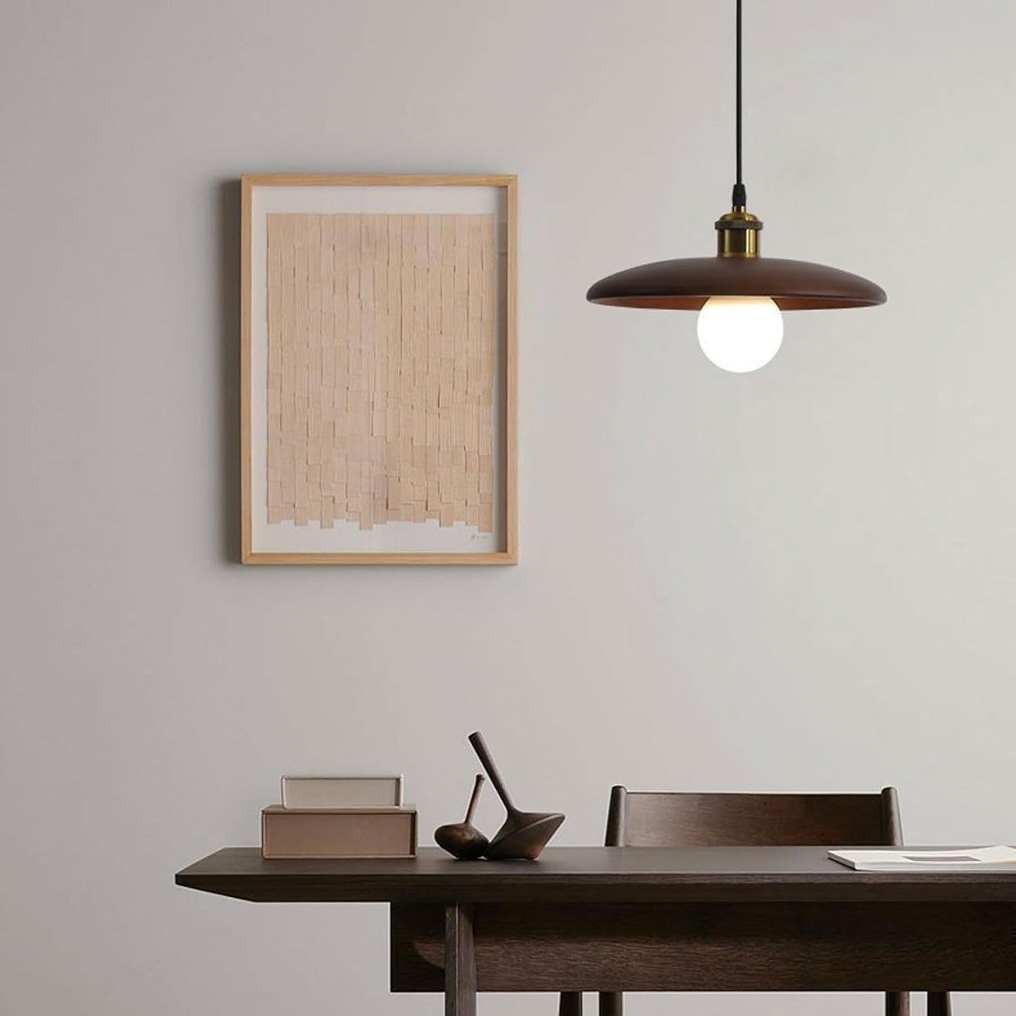 Audara-Japanese Wabi-sabi Round Plate Wooden Pendant Light E27 Single Head Hotel Restaurant Front Desk Hanging Lamp B&B Tea Room Living Room Brown Chandeliers Coffee Shop Lighting Fixtures
