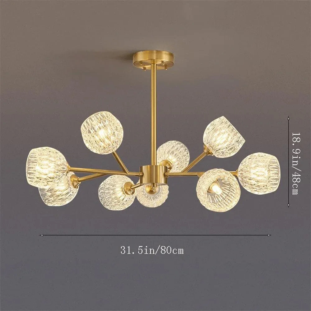 Audara-32-inch Crystal Chandeliers European Modern-Style Chandeliers for Living Rooms, Bedrooms, Studies, Hotels, and Kitchen Islands Ceiling Light Glass Chandelier