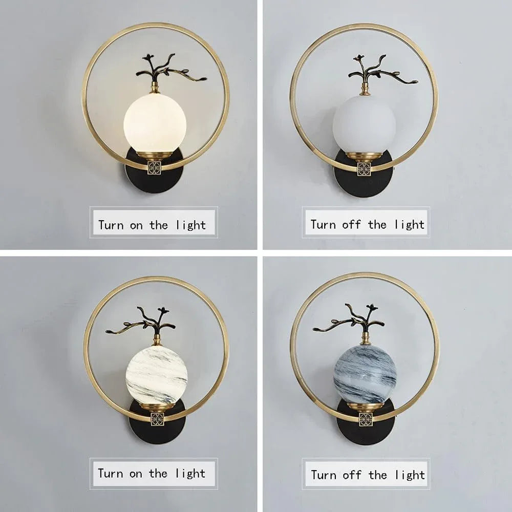 Audara-New Chinese Style Full Copper Wall Lamp Modern New Style Chinese Style Zen Wall Lights Bedroom Living Room Crystal Sconces Entryway Bedside Backdrop Mounted Lighting Fixture