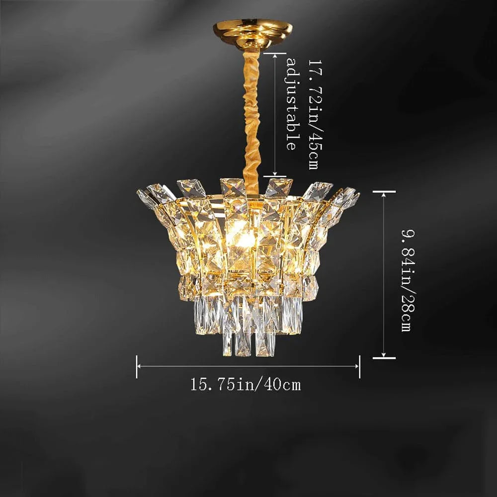 Audara-16-inch Crystal Chandeliers European Modern-Style Chandeliers for Living Rooms Suitable for Bedrooms, Studies, Hotels, Kitchens, and Island Ceiling Lights Glass Chandelier