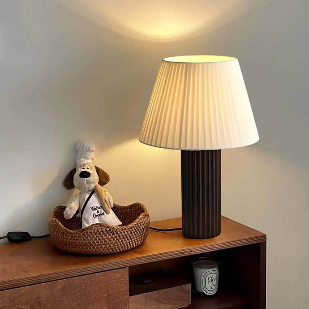 Audara-Vintage Wabi-sabi Style Living Room Sofa Beside Study Desk Light Warm Designer Model Fabric Solid Wood Desk Lamp Mall Front Desk Coffee Shop Farmhouse Lighting Fixture Bedroom Bedside Read Table Lamp
