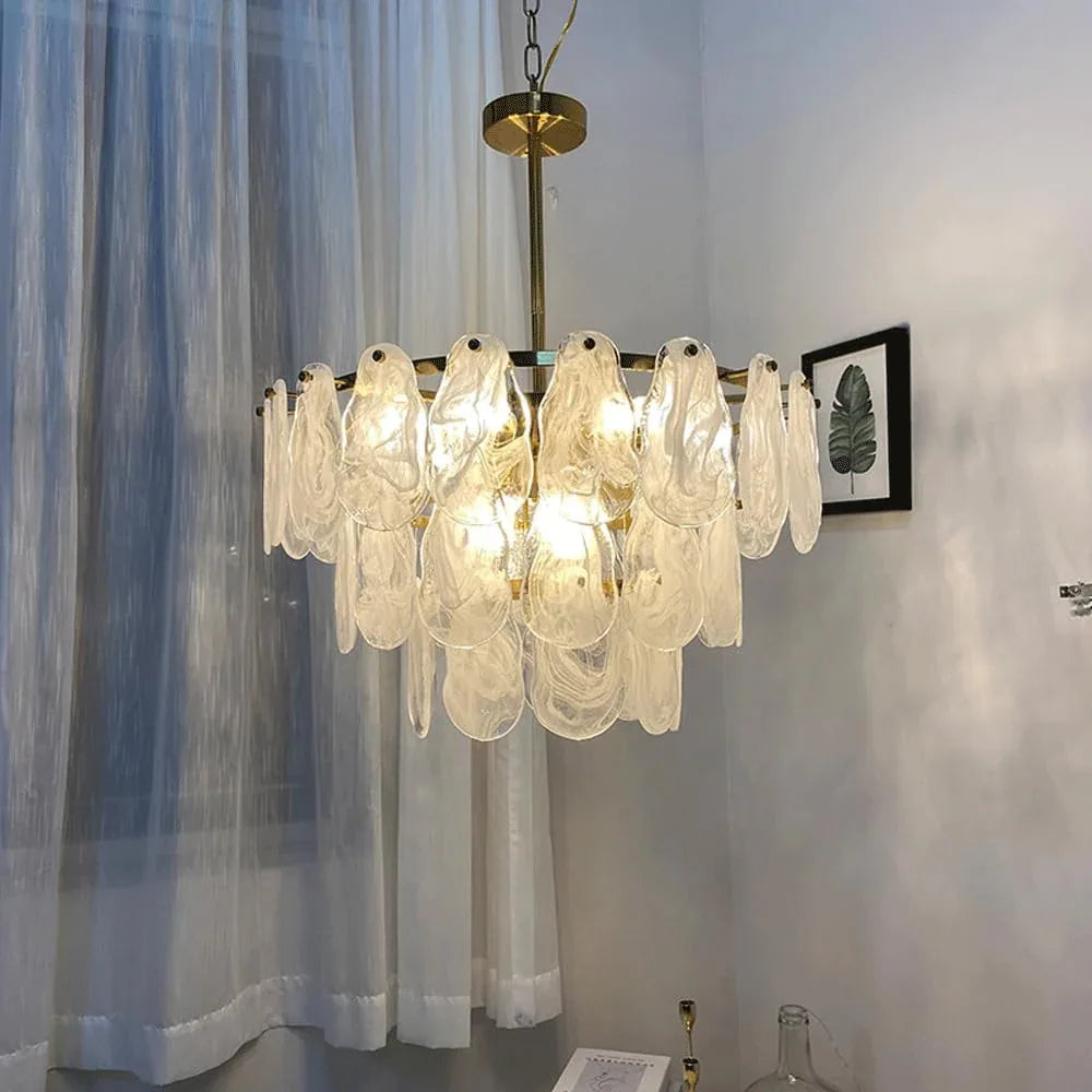 Audara-18-inch Crystal Chandeliers European Modern-Style Chandeliers for Living Rooms, Bedrooms, Studies, Hotels, Kitchen Islands, and Various Commercial Spaces Semi-Flush Mount Chandelier