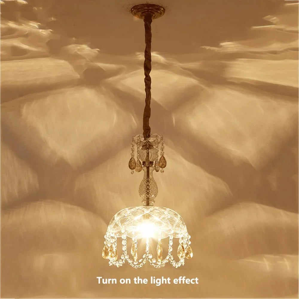 Audara-Simple Personalized Glass Bedroom Pendant Lightled French Creative Crystal Flower Study Lighting Fixturese Handmade Stringing Aisle Chandeliers Scandinavian Hotel Living Room Bedside HangingLamp