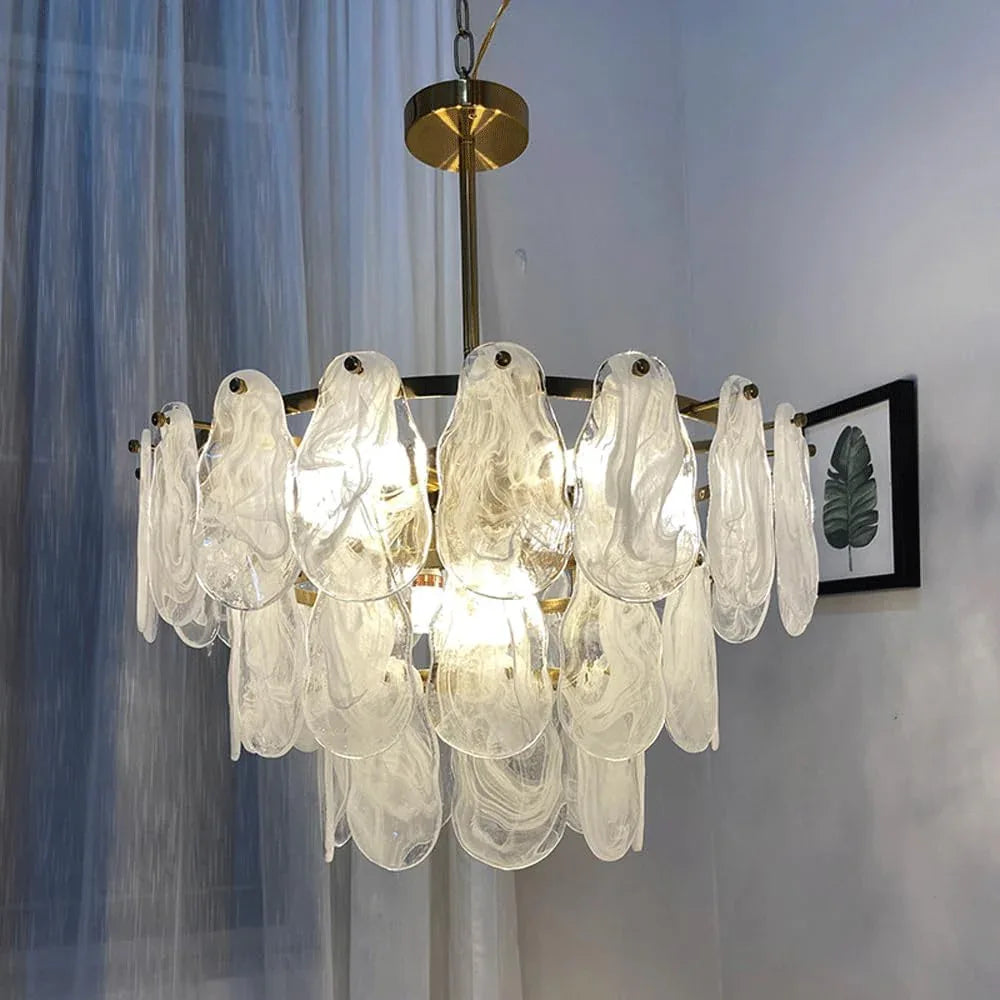 Audara-18-inch Crystal Chandeliers European Modern-Style Chandeliers for Living Rooms, Bedrooms, Studies, Hotels, Kitchen Islands, and Various Commercial Spaces Semi-Flush Mount Chandelier