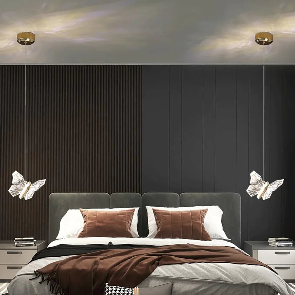 Audara-Crystal Pendant Light, 8-inch, Butterfly-Shaped, Bohemian Minimalist Style, Versatile Lighting Fixture Suitable for Living Rooms, Cafes, Dining Rooms, Kitchen Islands, and Entryways.