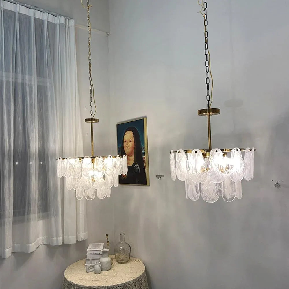 Audara-18-inch Crystal Chandeliers European Modern-Style Chandeliers for Living Rooms, Bedrooms, Studies, Hotels, Kitchen Islands, and Various Commercial Spaces Semi-Flush Mount Chandelier