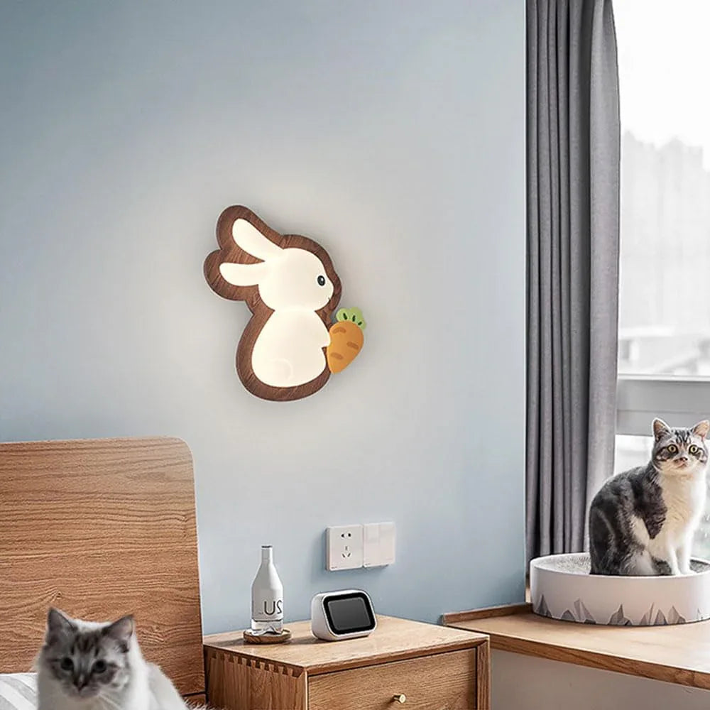 Audara-Nordic Log Full Spectrum Eye Protection Wall Lamp Cartoon Kids Bedroom Bedside Study Wall Lights 12in Living Room Corridor Entrance Wall Sconces Suitable For Welfare Home Kindergarten Lighting Fixture