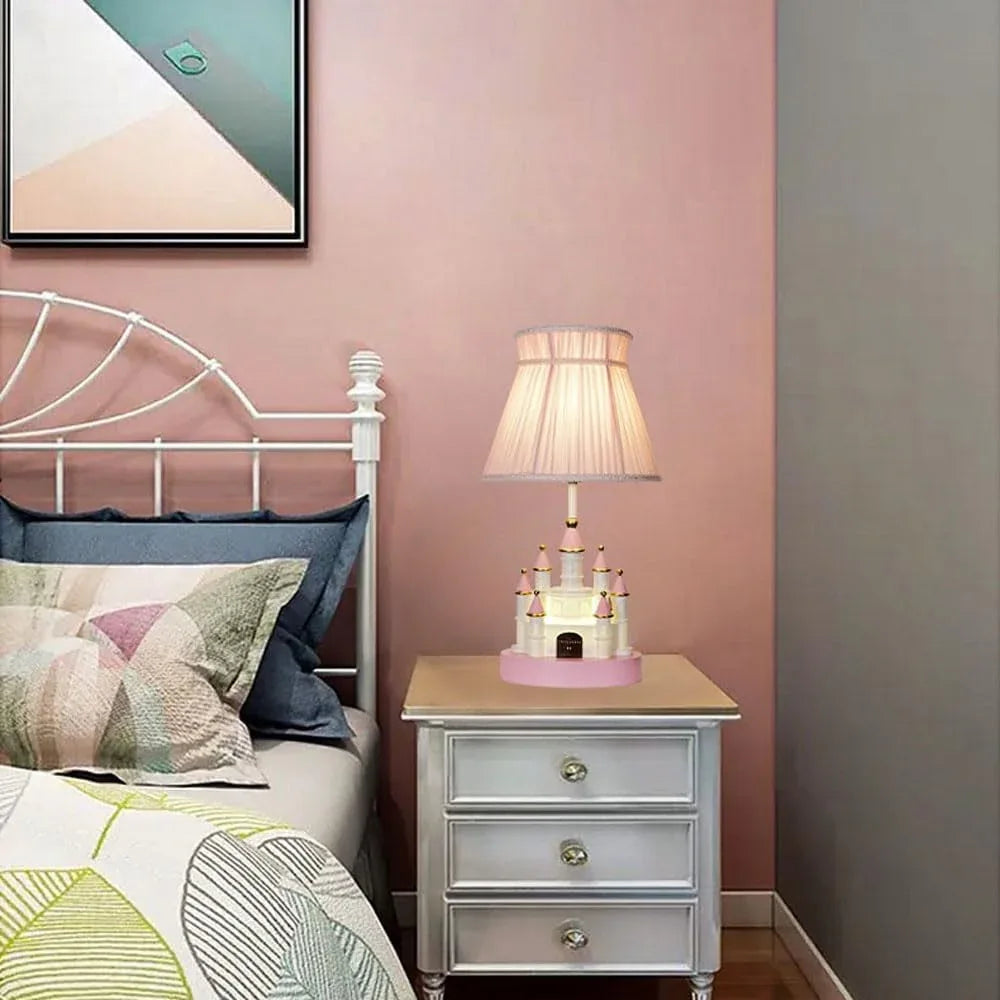 Audara-Cute Warm Kids Room Girls Room Desk Light Cartoon Creative Pink Castle Resin Desk Lamp Amusement Park Library School Table Lamp Kindergarten Dormitory Bedroom Lighting Fixture