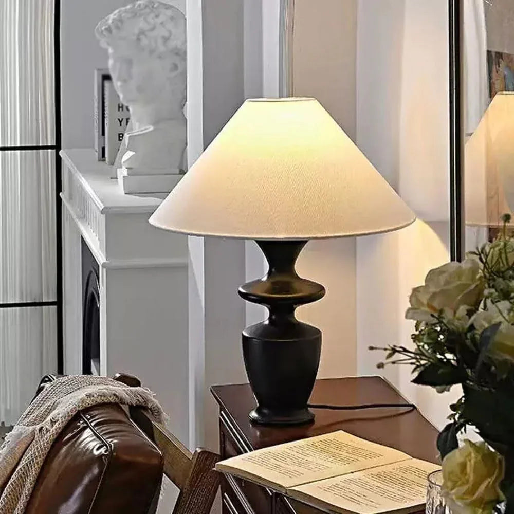 Audara-Chinese Retro Hotel Café Decoration Desk Light Warm Romantic Fabric Wood Desk Lamp Farmhouse Homestay Shopping Mall Lounge Area Lighting Fixture Display Window Living Room Bedroom Table Lamp