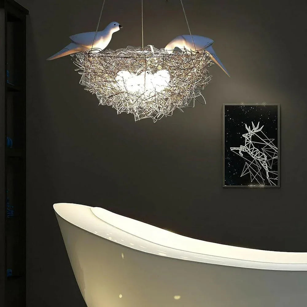Audara Bird Nest Aluminum Pendant Light | 5/8-Light Creative Art Chandelier | Farmhouse Rustic Hanging Lamp for Dining Room Kitchen Bedroom