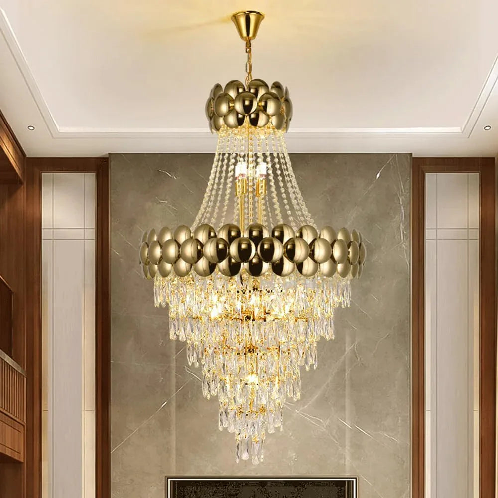 Audara-16-inch Crystal Chandeliers European Modern-Style Chandeliers for Living Rooms, Bedrooms, Studies, Hotels, and Kitchen Islands Semi-Flush Mount Chandelier