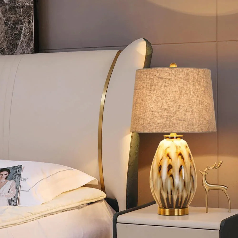 Audara-Modern American Living Room Study Desk Light High-end Luxury Ceramic Fabric Desk Lamp Bedroom Office Tea House Table Lamp Mall Hotel Decoration Restaurant Villa Lighting Fixture