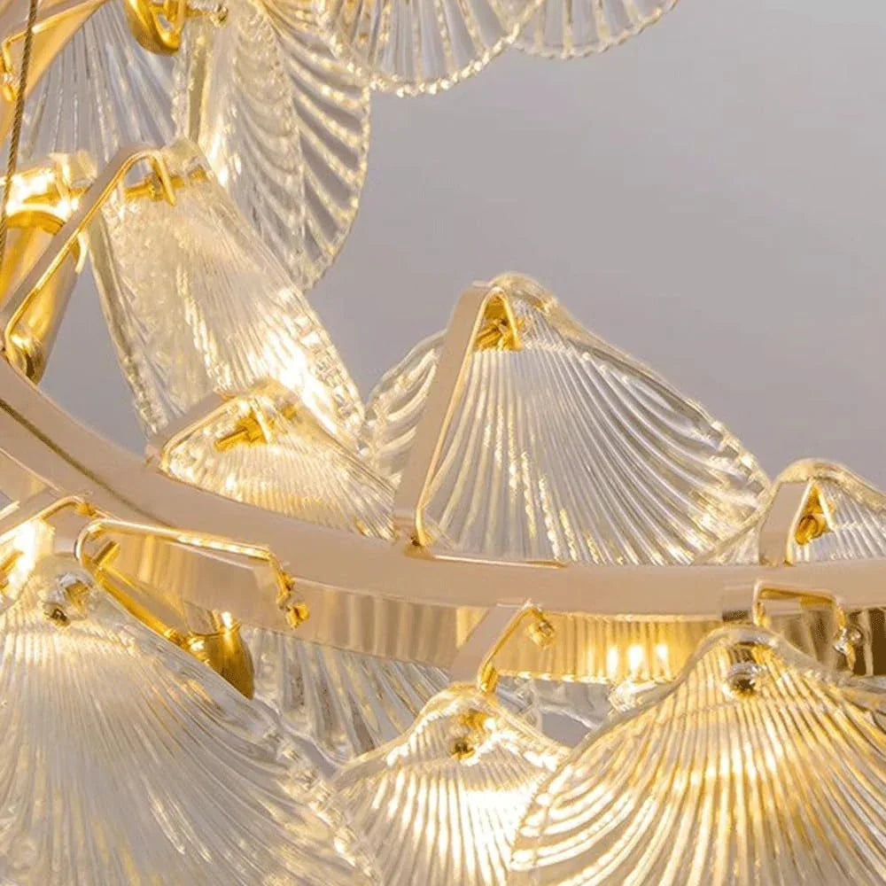 Audara-20-inch Shell-shaped Crystal Chandeliers Suitable For Installation In Diverse Spaces Such As Bedrooms, Hotels, And Kitchen Islands Chandeliers For Living Rooms Semi-flush Mount Round Chandelier