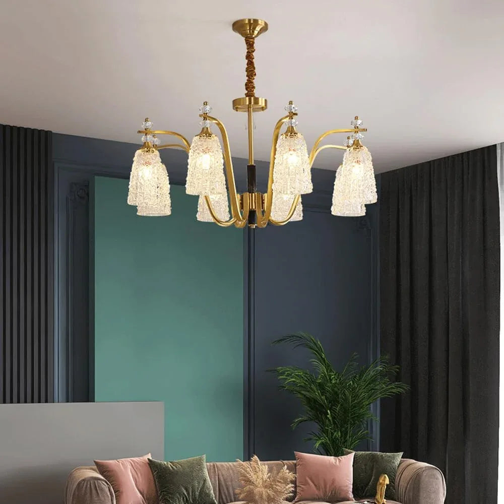 Audara-33-inch Crystal Chandeliers with 8 Light Heads European Modern-Style Chandeliers for Living Rooms Suitable for Bedrooms, Studies, Hotels, Kitchens, and Island Ceiling Lights Brass Chandelier