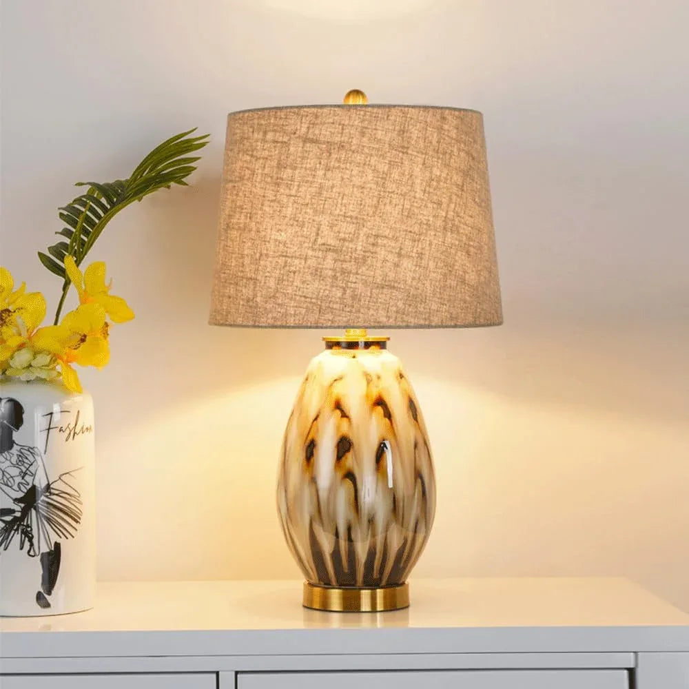 Audara-Modern American Living Room Study Desk Light High-end Luxury Ceramic Fabric Desk Lamp Bedroom Office Tea House Table Lamp Mall Hotel Decoration Restaurant Villa Lighting Fixture