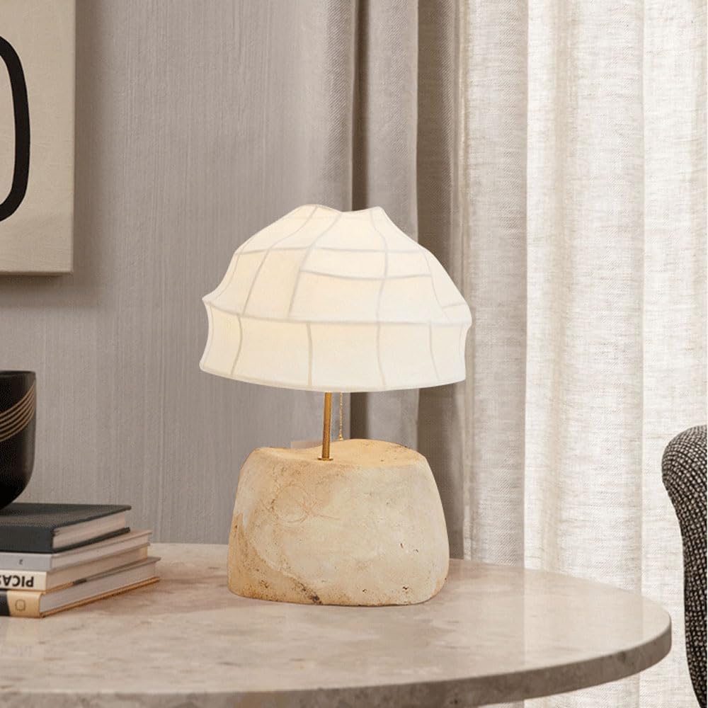 Audara-Wabi-sabi Style Retro Bedroom Bedside Desk Light Fashion Artificial Silk Resin Desk Lamp Living Room Sofa Side Office Decorative Table Lamp Sample Room Backdrop Cafe Lighting Fixture