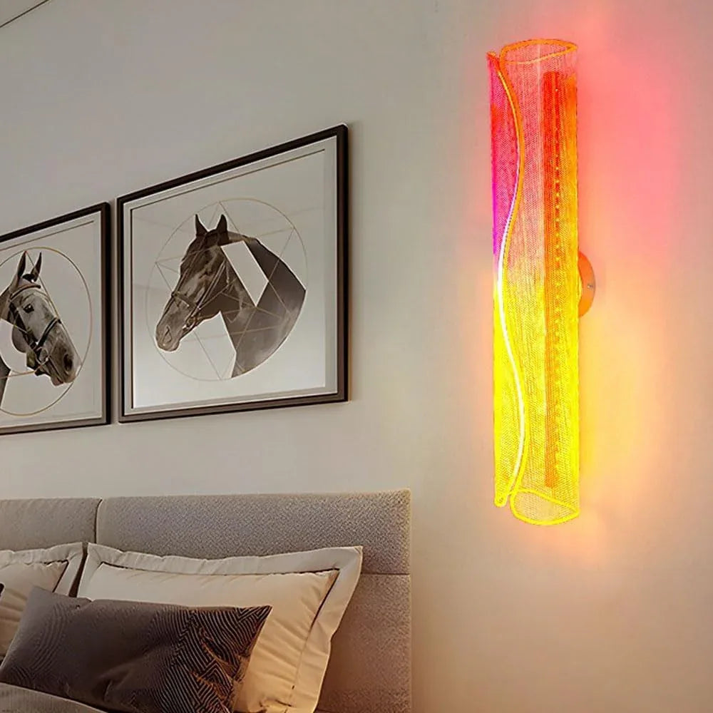 Audara-Warm And Romantic Acrylic Wall Lamp RGB Colorful Changing Light Living Room Backdrop Wall Lights 23.22in Bedroom Bedside Hotel Wall Sconces Suitable For Club Bar Lighting Fixture (with Remote Control)