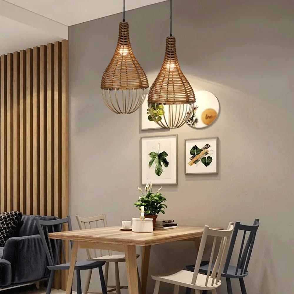 Audara-10-inch Woven Pendant Light Metal Frame Paired with Rattan Material Fresh and Elegant Appearance Retro Without Appearing Old-Fashioned Bohemian, Wabi-sabi, Tropical—a Multi-Style Ceiling Light