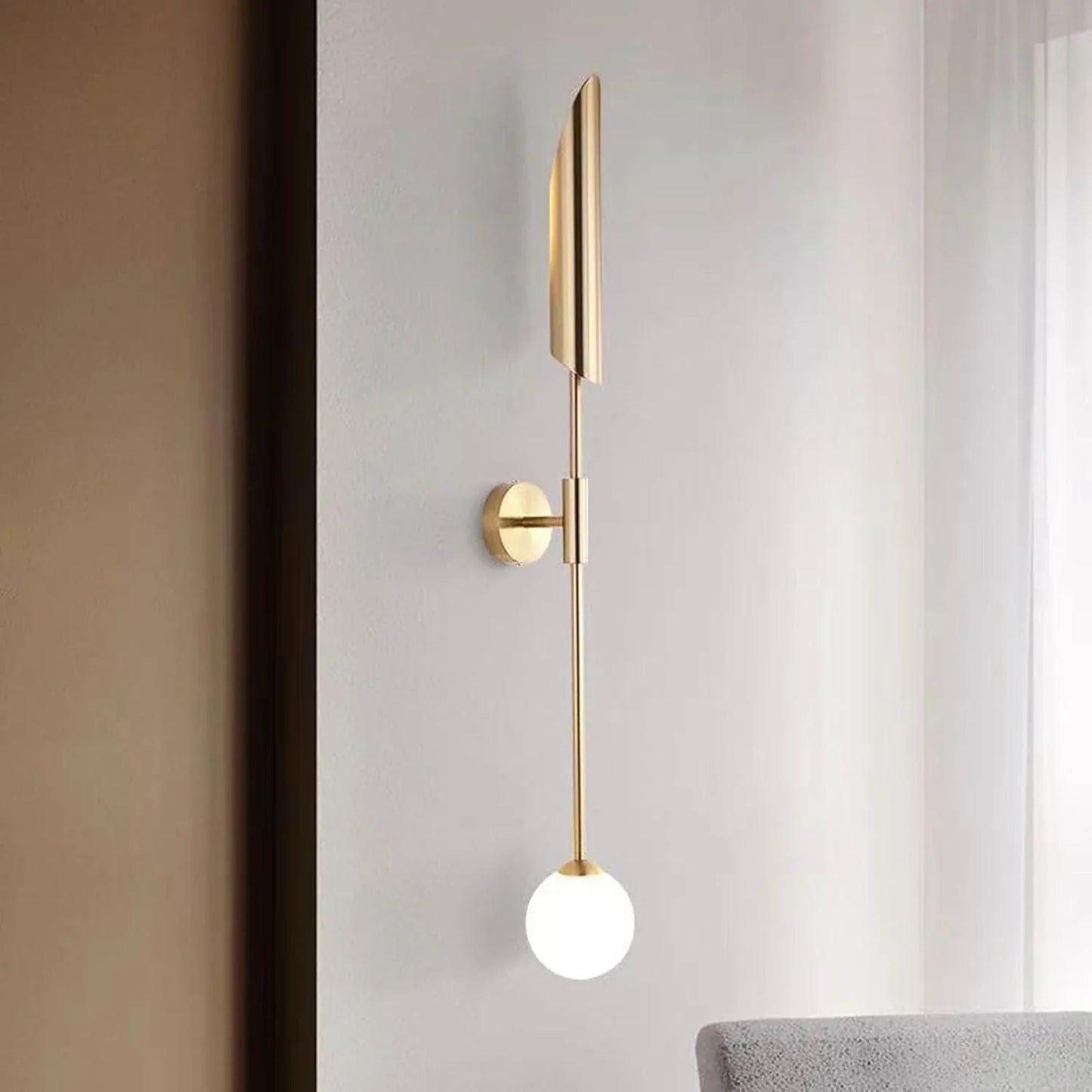 Audara-Gold Wall Light 33in LED Glass Sphere Wall Sconces Interior Living Room Accent Wall Wall Lamp Bedroom Bedside Bathroom Wall Mount Light Fixture