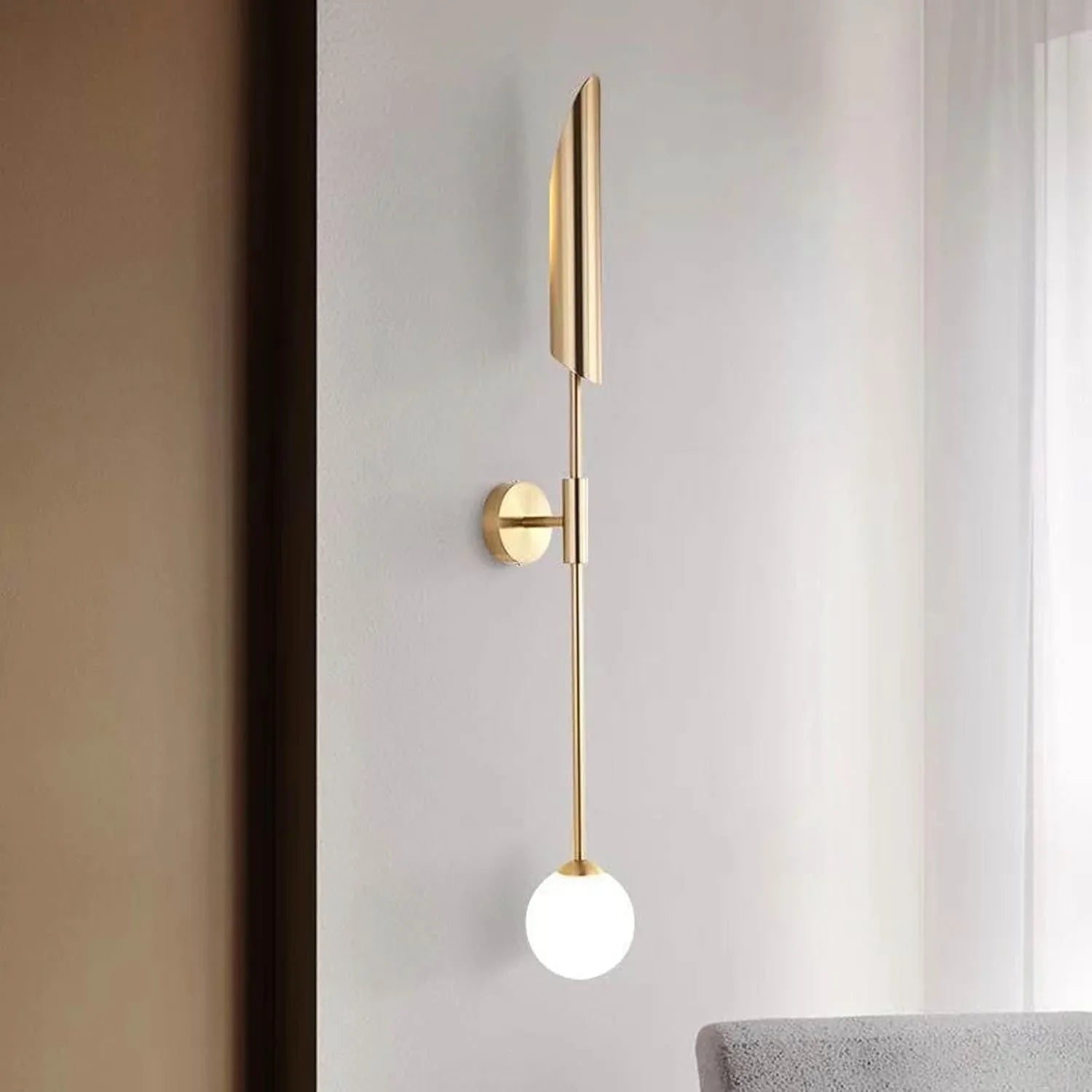 Audara-Gold Wall Light 33in LED Glass Sphere Wall Sconces Interior Living Room Accent Wall Wall Lamp Bedroom Bedside Bathroom Wall Mount Light Fixture