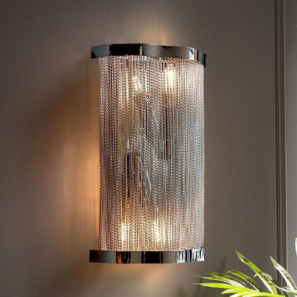 Audara-Modern Light Luxury Tassel Aluminum Chain Wall Lamp Creative Simple Living Room Backdrop Wall Lights LED Double Head E14 Lamp Holder Bedroom Bedside Wall Sconces For Hotel Corridor Lighting Fixture