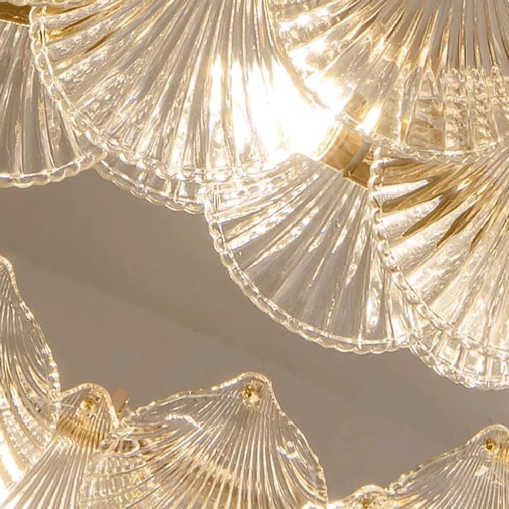 Audara-20-inch Shell-shaped Crystal Chandeliers Suitable For Installation In Diverse Spaces Such As Bedrooms, Hotels, And Kitchen Islands Chandeliers For Living Rooms Semi-flush Mount Round Chandelier