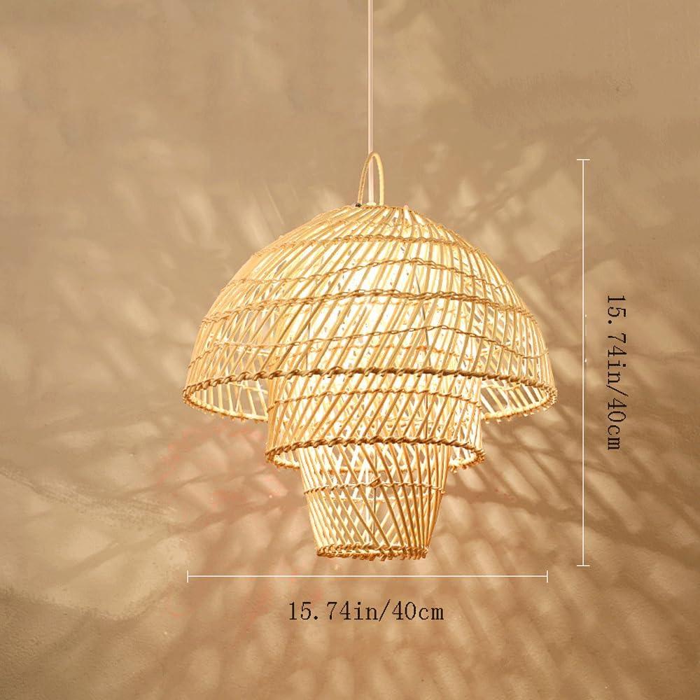 Audara-16-inch Woven Pendant Light Bohemian, Wabi-Sabi, and Multi-Style Ceiling Light Fixture Suitable for Bedrooms, Hotels, Study Rooms, Dining Areas, Entryways, and More Retro Lamp