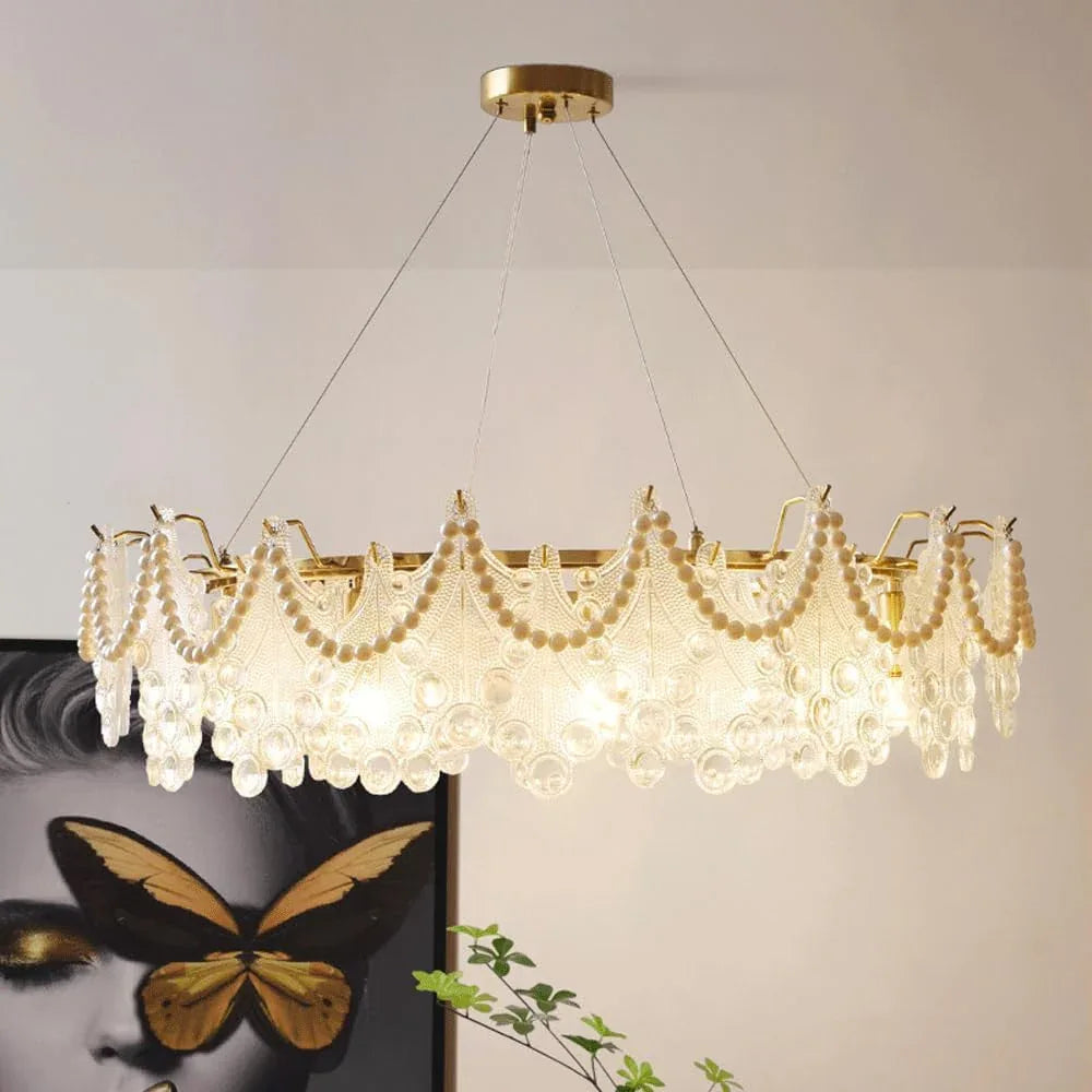 Audara-32-inch Crystal Chandeliers Can Be Installed in Various Spaces Such As Bedrooms, Hotels, and Kitchen Islands. Glass Chandelier for Living Room in Minimalist European Style.