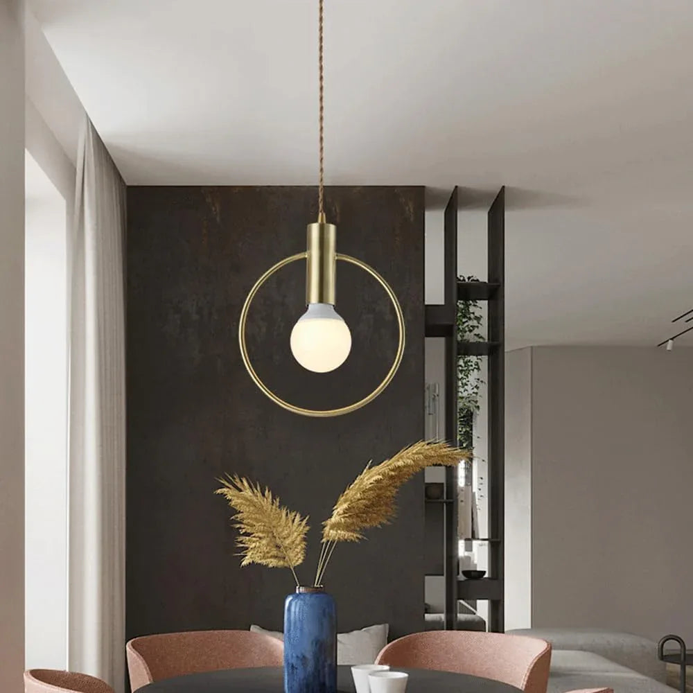 Audara-Modern Minimalist Aluminum Circle Pendant Light Personalized Creative Bedroom Bedside Hanging Lampe Kitchen Dining Room E27 Screw Chandeliers Living Room Sofa Background Decoration Lighting Fixture