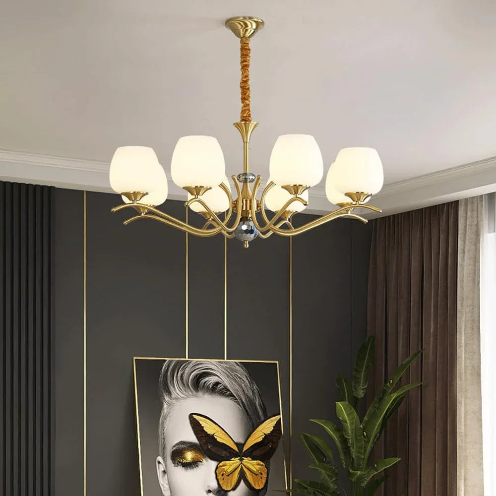 Audara-34-inch Crystal Chandeliers with 8 Light Heads European Modern-Style Chandeliers for Living Rooms Suitable for Bedrooms, Studies, Hotels, Kitchens, and Island Ceiling Lights Brass Chandelier