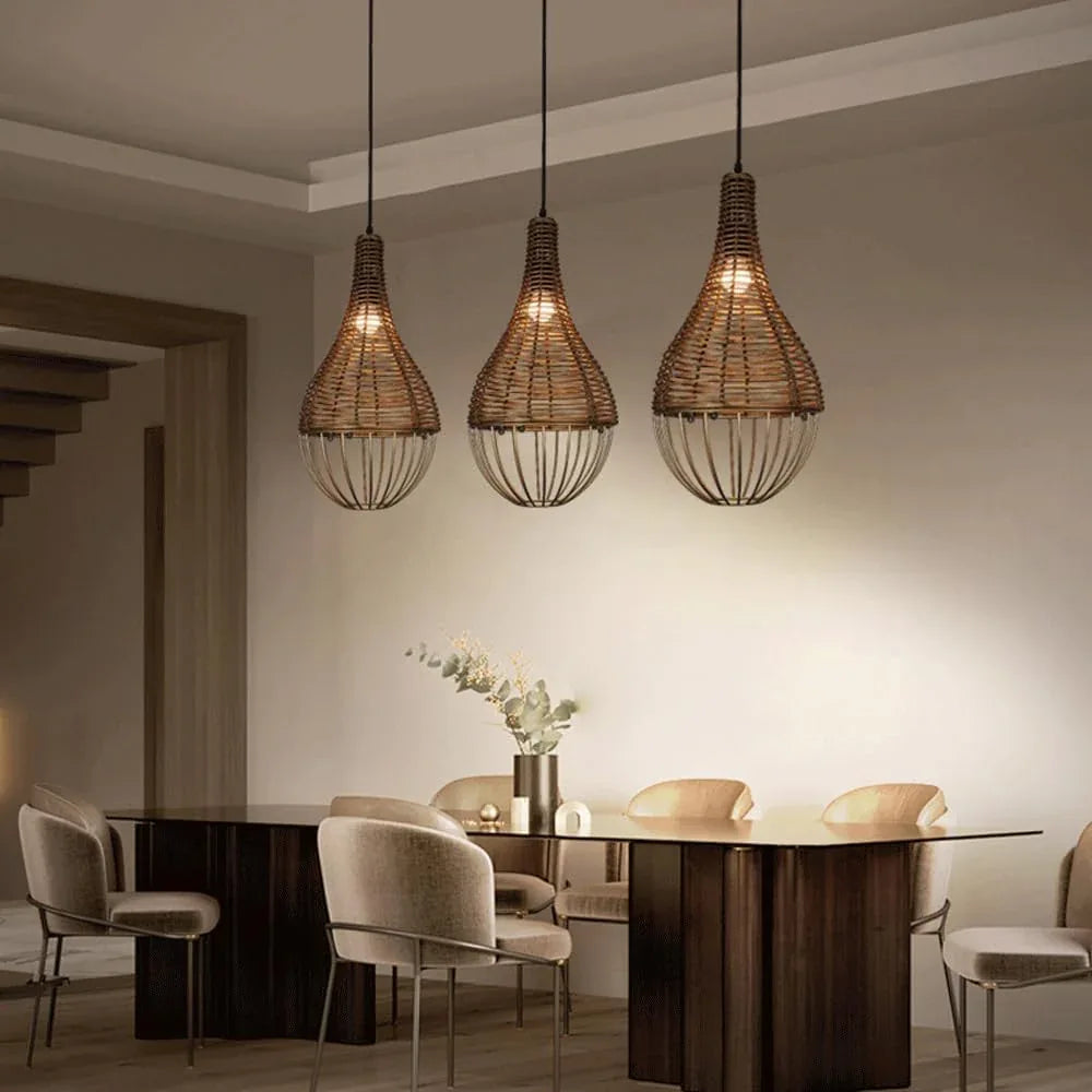 Audara-10-inch Woven Pendant Light Metal Frame Paired with Rattan Material Fresh and Elegant Appearance Retro Without Appearing Old-Fashioned Bohemian, Wabi-sabi, Tropical—a Multi-Style Ceiling Light
