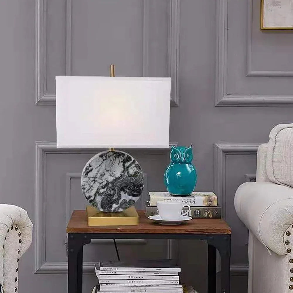 Audara-New Chinese Simple Hotel Front Desk Coffee Shop Decoration Desk Light Cafe Restaurant Background Wall Desk Lamp Bedroom Bedside Living Room Table Lamp Luxury High-end Marble Lighting Fixture