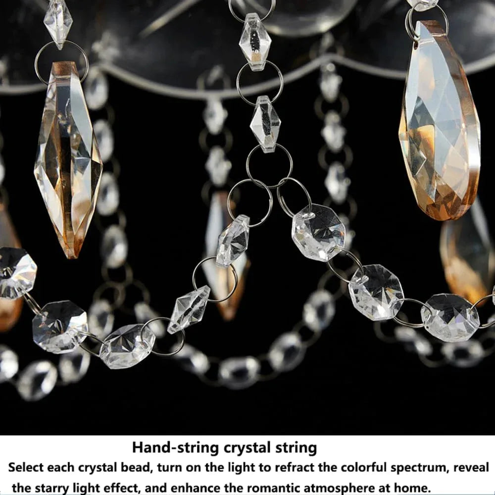 Audara-Simple Personalized Glass Bedroom Pendant Lightled French Creative Crystal Flower Study Lighting Fixturese Handmade Stringing Aisle Chandeliers Scandinavian Hotel Living Room Bedside HangingLamp