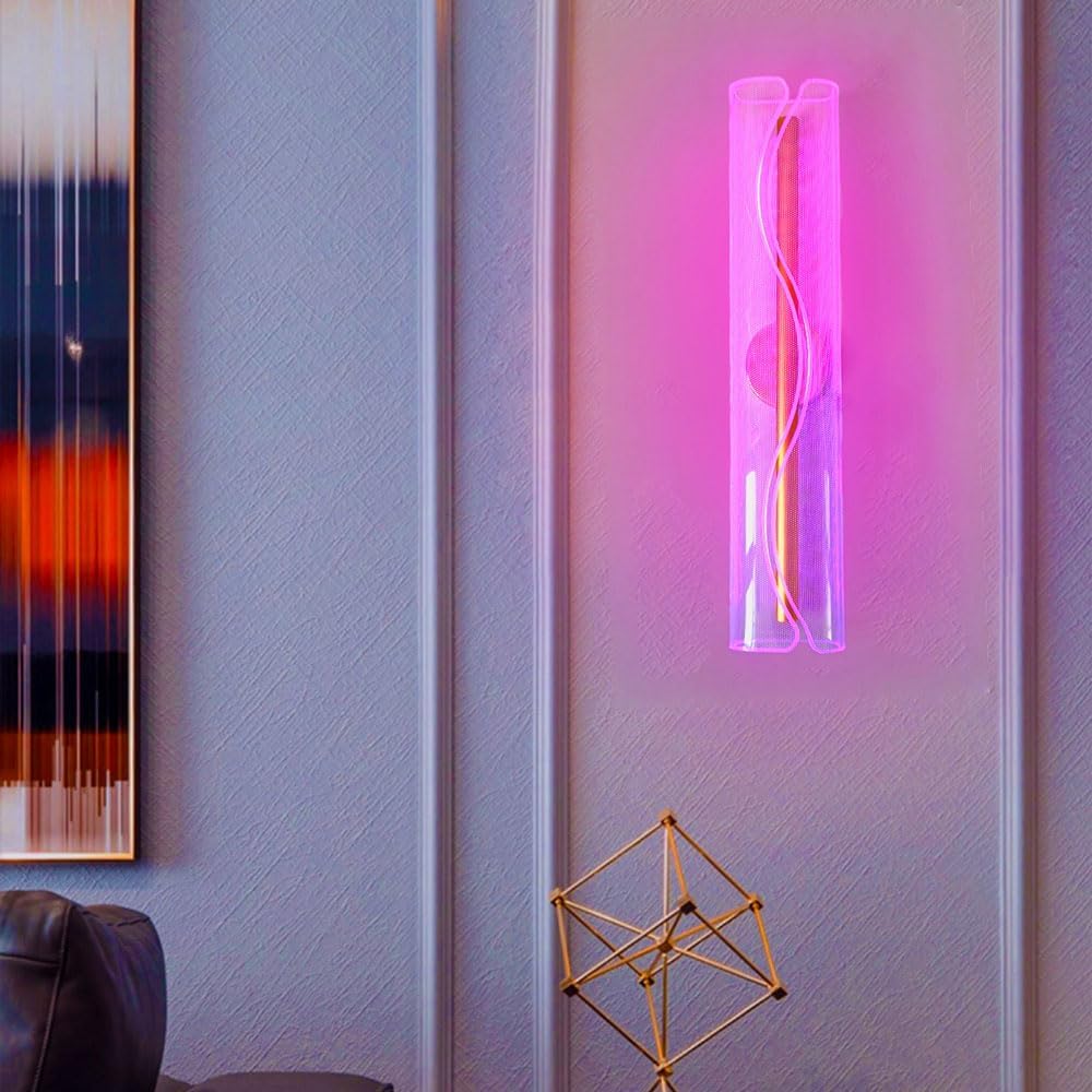 Audara-Warm And Romantic Acrylic Wall Lamp RGB Colorful Changing Light Living Room Backdrop Wall Lights 23.22in Bedroom Bedside Hotel Wall Sconces Suitable For Club Bar Lighting Fixture (with Remote Control)