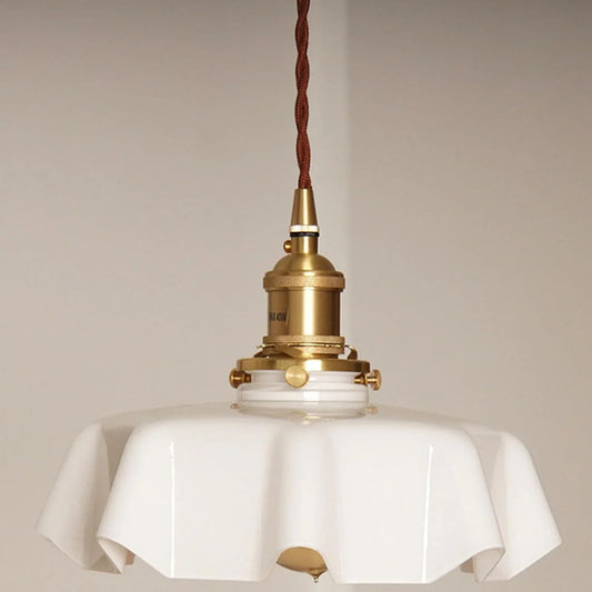 Audara-8.5-inch Minimalist Cream-colored Glass Petal Pendant Lights. Easily Complements Various Decorative Styles And Can Be Installed In Bedrooms, Living Rooms, Dining Rooms, And Kitchen Islands, Etc
