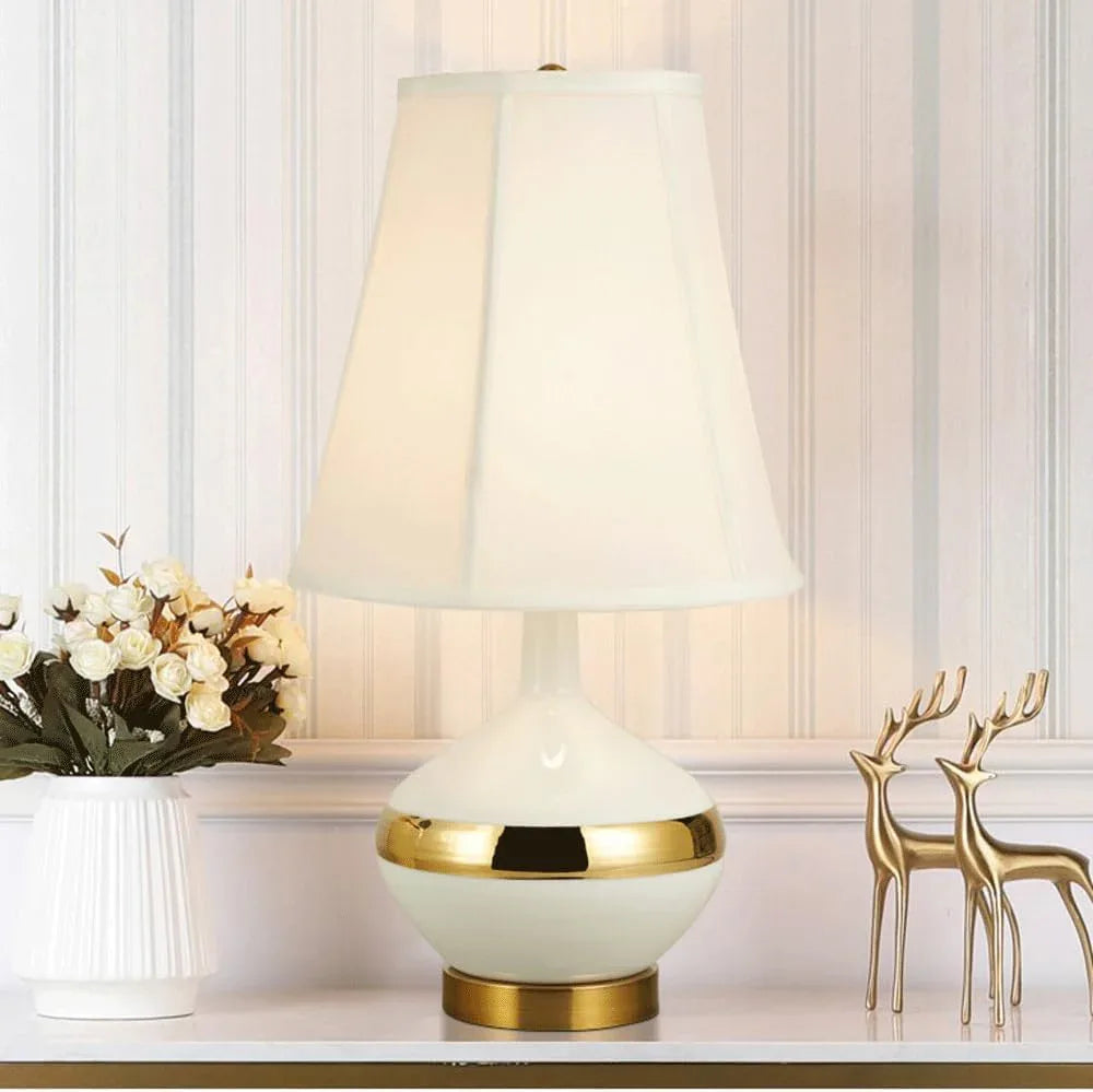 Audara-New Chinese Light Luxury Bedroom Bedside ReadDesk Light Creative Fashion Fabric Ceramic Desk Lamp Office Apartment Model House Table Lamp Living Room Counter Exhibition Stand Lighting Fixture