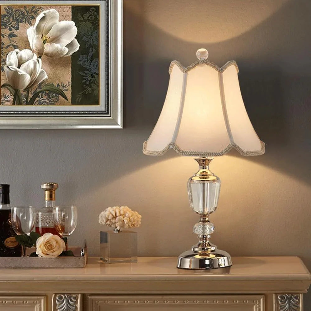 Audara-Luxury European Style Bedroom Bedside Desk Light Simple Creative Crystal Fabric Desk Lamp Living Room Study Room Office Table Lamp Restaurant Club Hotel Front Desk Lighting Fixture