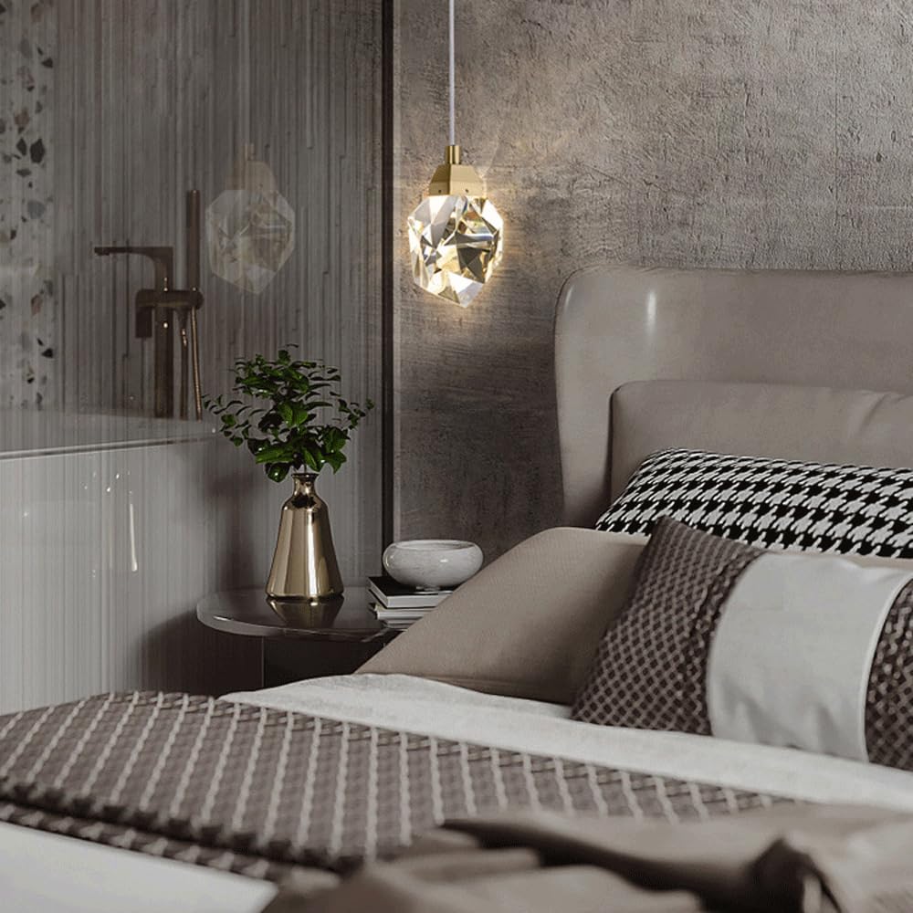 Audara-Crystal Pendant Light, 4-inch, European Modern Minimalist Style, Suitable for Installation in Various Spaces Such As Bedrooms, Hotels, Restaurant Entryways, Cafes, and Kitchen Islands.
