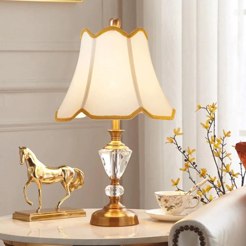 Audara-Luxury European Style Bedroom Bedside Desk Light Simple Creative Crystal Fabric Desk Lamp Living Room Study Room Office Table Lamp Restaurant Club Hotel Front Desk Lighting Fixture