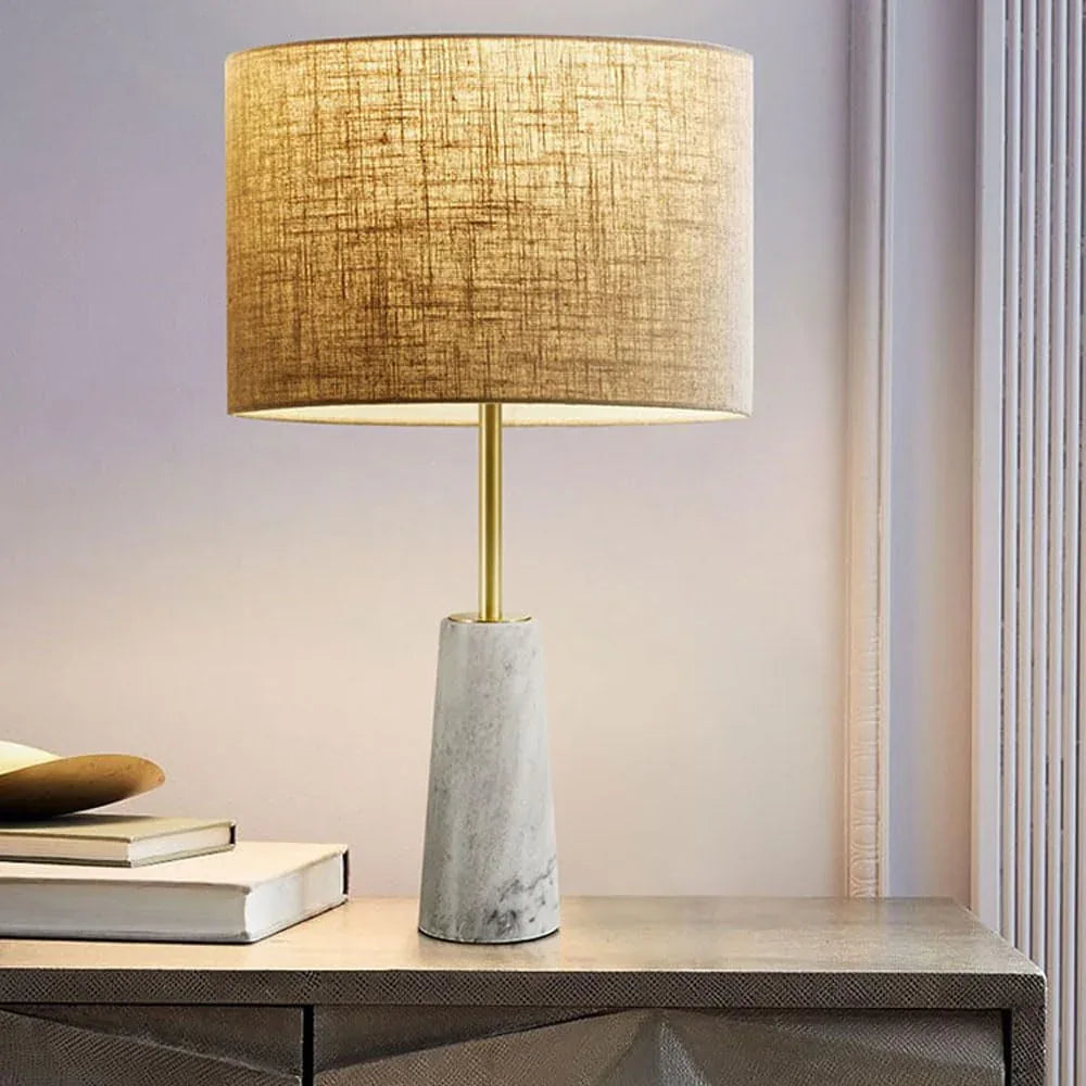 Audara-Scandinavian Luxury Living Room Bedroom Bedside Desk Light American Style Warmth Fabric Stone Desk Lamp Office Apartment Farmhouse B&B Table Lamp Model House Club Restaurant Lighting Fixture