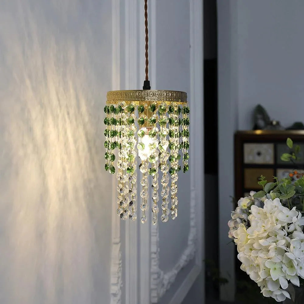 Audara-Crystal Pendant Light, 6 Inches in Size, Small Hanging Decorative Light Fixture, Modern Minimalist Style, Bohemian Style, Suitable for Bedrooms, Hotels, Kitchens, Islands, Entryways, Etc.