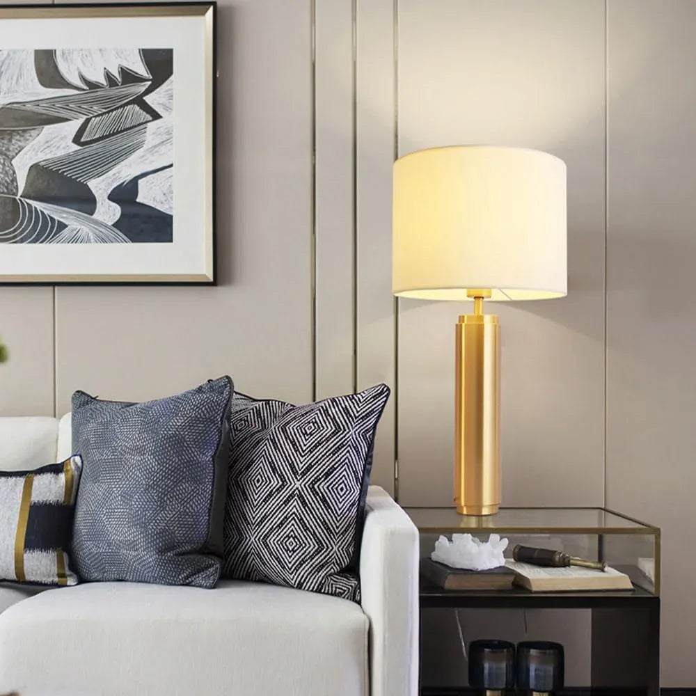 Audara-Luxury Study Office Restaurant Café Desk Light Sample Room Showcase Showroom Decoration Desk Lamp Hotel Villa Club Table Lamp High-end Classic Fabric Full Copper Lighting Fixture