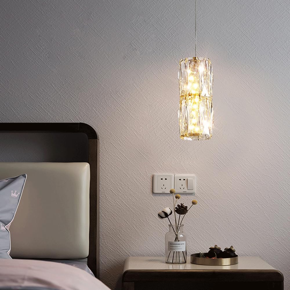 Audara-Crystal Pendant Light, 5-inch Diameter, Bohemian Style, Minimalist Design, Versatile Lighting Fixture Suitable for Living Rooms, Cafes, Dining Rooms, Kitchen Islands, and Entryways.