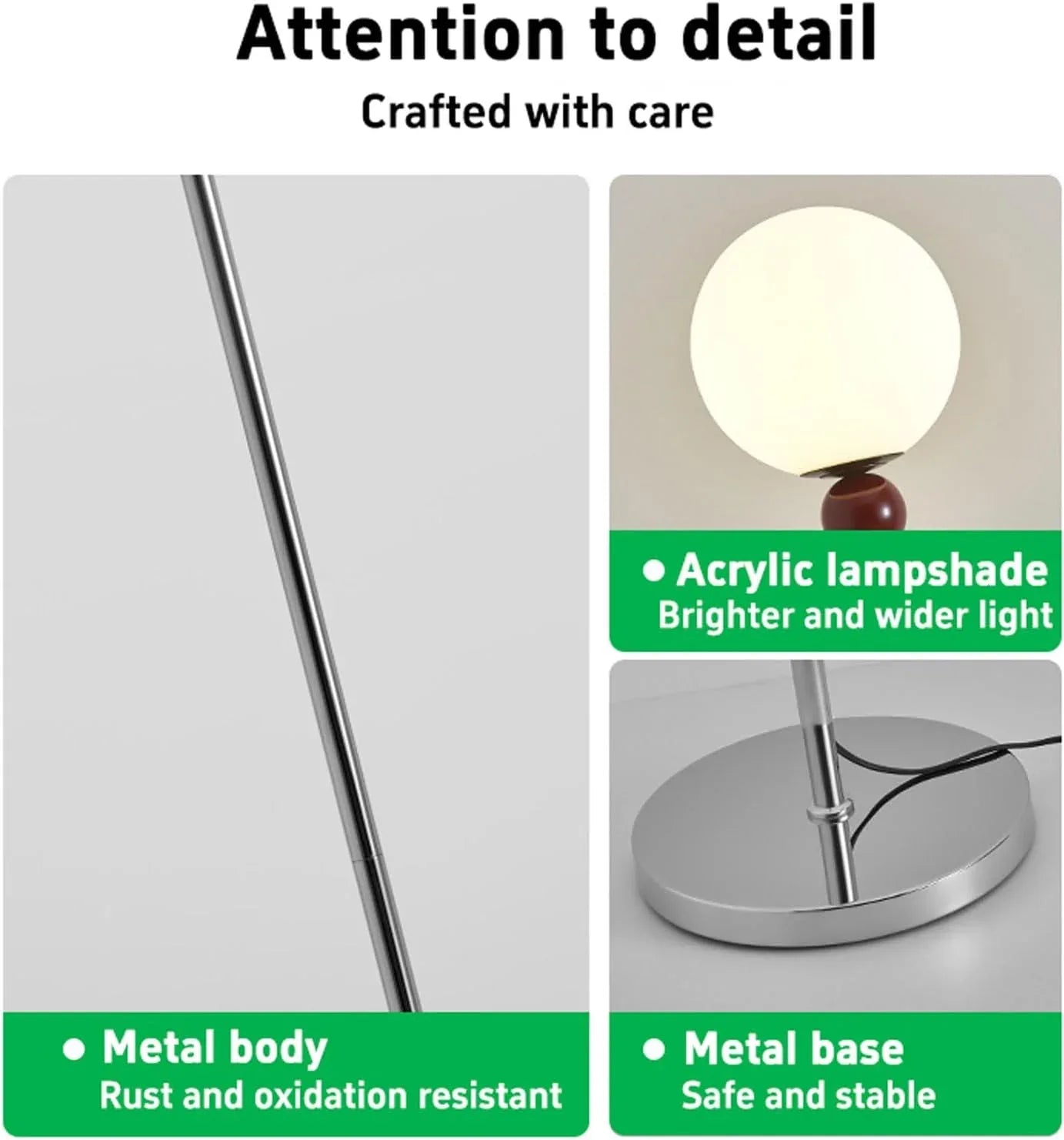 Audara-Scandinavian Minimalist Bedroom Bedside Floor Lamp E26 3 Tone Lighting H63” Living Room Next to Sofa Torchiere White Sphere Acrylic Standing Lamp Villa Club Cafe Lighting Fixture